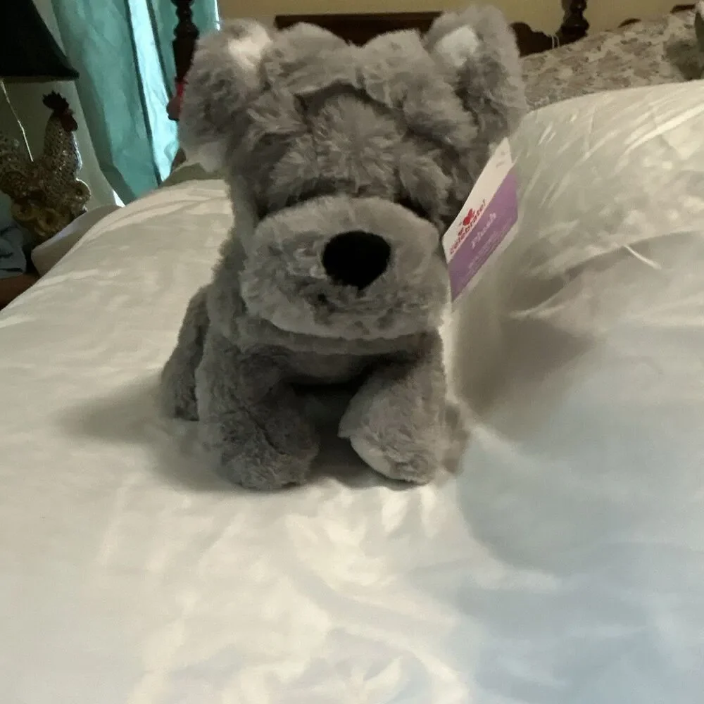 Celebrate Gray Bulldog Plush Doll Red Collar Washable Small 2018 MPN 356345
